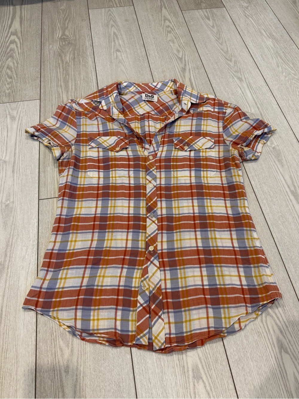 Dolce & Gabbana Mud Nβ Dust plaid button up orange blue y2k Medium 100% cotton